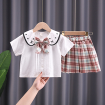 Girl Suit Summer 2021 New Ocean Atmosphere Childrens College Wind Jk Uniform Womens Baby Skirt Two Sets Summer Clothes