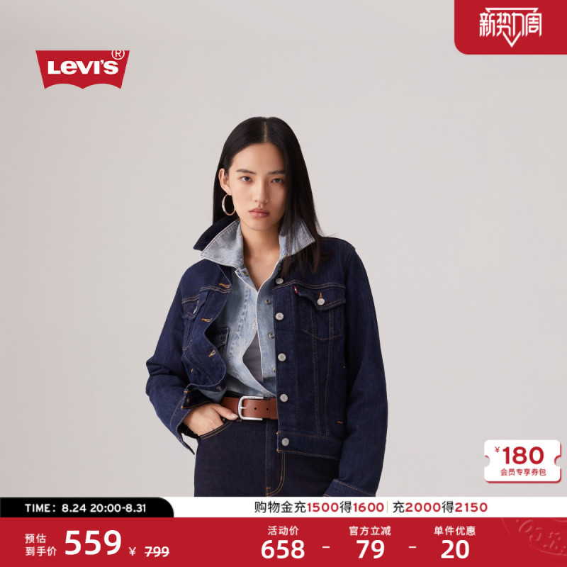 Levi's Women's American Retro Vintage Barn-Style Dark Blue Slim-Fit Early Autumn Denim Jacket