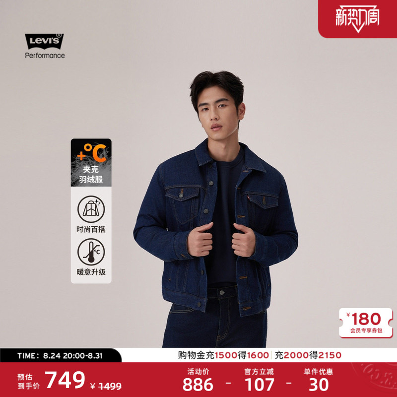 [Same Style as in the Mall] Levi's Men's American Retro Casual Versatile Denim down Jacket 004Za
