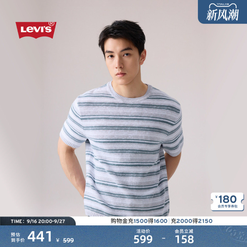 [Same Style in Shopping Malls] Levi's 26Th Summer New Men's Knitted Striped Short-Sleeved T-Shirt 005Cn
