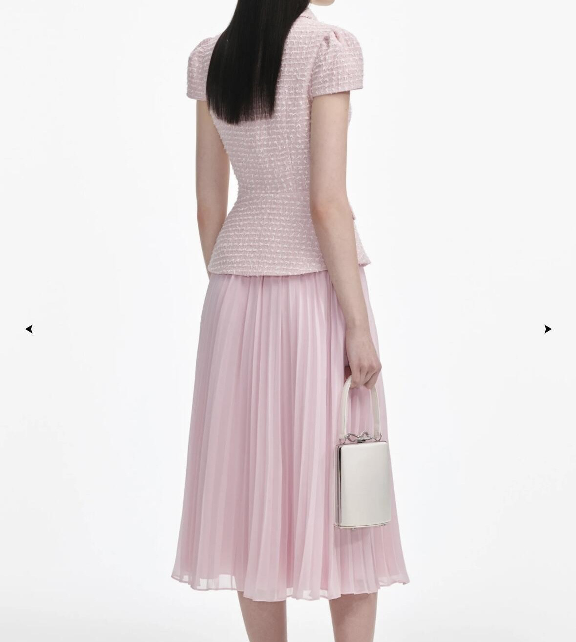 Score the 2025 Self-Portrait Pink Tweed & Chiffon Dress! New Drop - Detail image 2