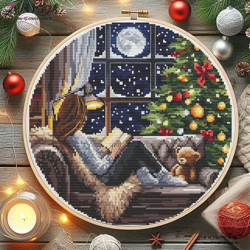 凉风 Нить DMC, набор для вышивки крестом, гостиная, новая декоративная картина, серия «Рождественская девушка», печать