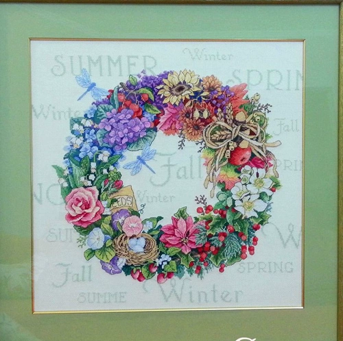 凉风 DMC Cross Emllemery Гостиная Новая спальня свежий цветок HC-090 Dim Four Seasons Цветочный кольцо печати