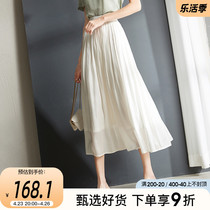 Sophires 2022 spring and summer new high waist display slim white snowspinning large pendulum with a 100 pleat half-body dress