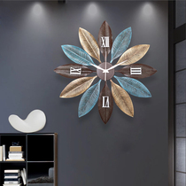 Tanyuan Creative Clock Living Room Mute Modern Home Personality Quartz Clock Watch Xuan Guan Bedroom Iron Art Leaves Hanging Clock