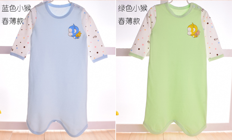 Trẻ em áo ngủ dài tay bé một mảnh đồ ngủ mùa xuân 1 cậu bé con bé nightdress cotton mùa hè phần mỏng 3 tuổi áo choàng tắm