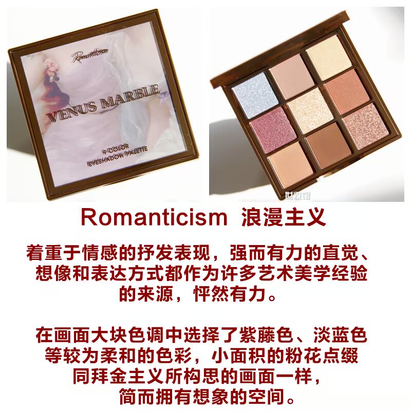 Bảng màu phấn mắt VENUS MARBLE Marble 9 Màu lãng mạn Tiền phấn mắt Disc Pearlescent Matte Earth Color - Bóng mắt phấn mắt chanel