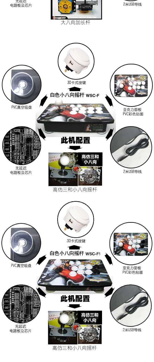 Rocker Arcade Rocker Game Điều khiển Street Fighter 4 Rocker Máy tính chiến đấu Rocker USB Không chậm trễ - Cần điều khiển tay cầm chơi pubg