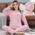 Mùa xuân và mùa thu quý cô mang theo bộ đồ ngủ độn ngực dài tay cotton một mảnh áo ngực dịch vụ tại nhà phiên bản Hàn Quốc đồ bộ mặc nhà đẹp Giống cái