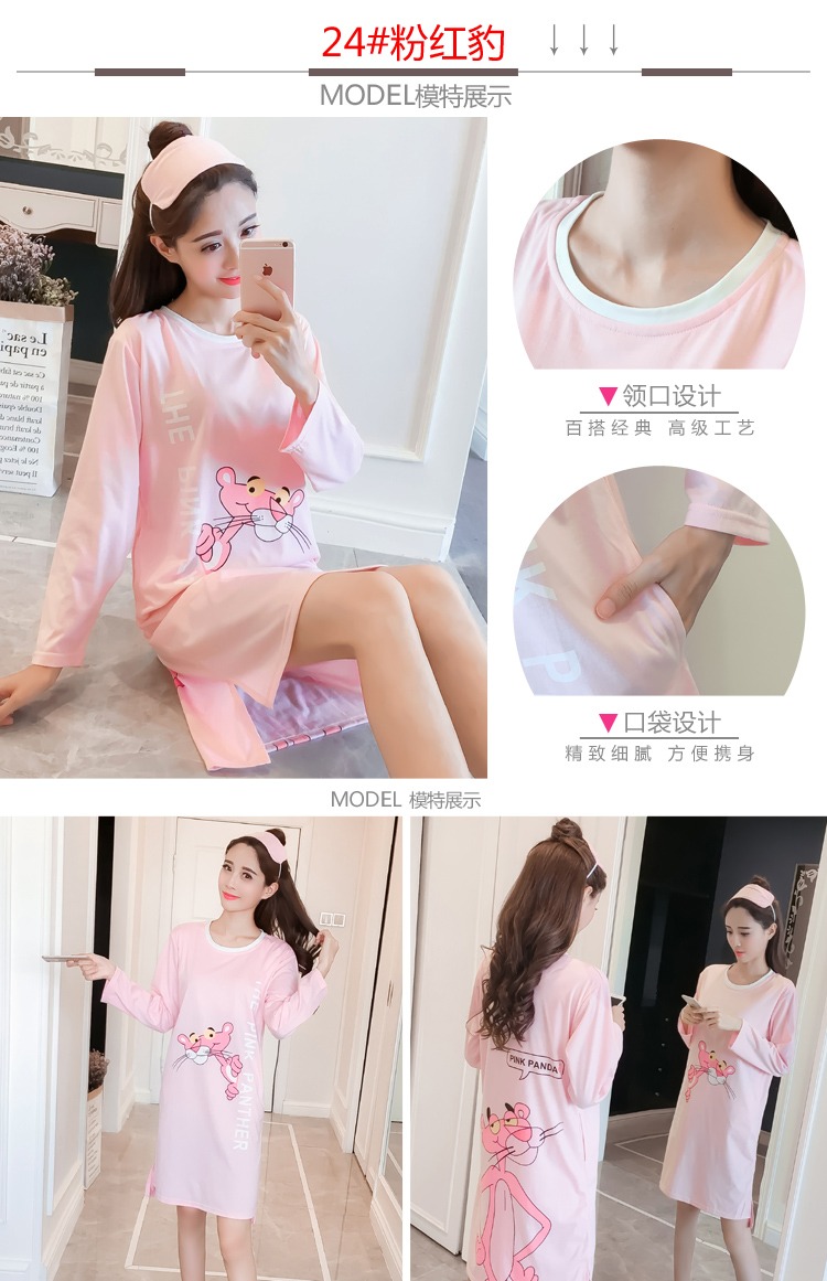 Mùa xuân và mùa thu phụ nữ với bộ ngực áo ngủ hoạt hình tích hợp áo ngực đồ lót đồ ngủ dài tay cotton dịch vụ nhà mới đồ bộ mặc nhà