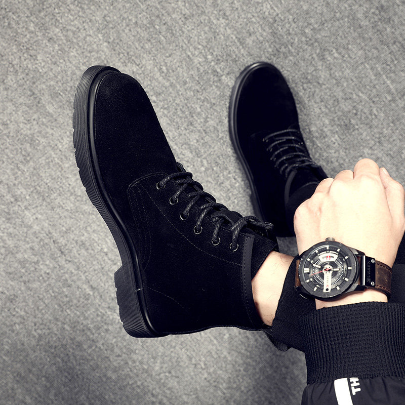 Men Shoes 2021 New Tide Plus Suede Warm Martin Boots Male Tide Inglém Midcylinder Short Boots Men's Shoes Leather Boots Male Tide