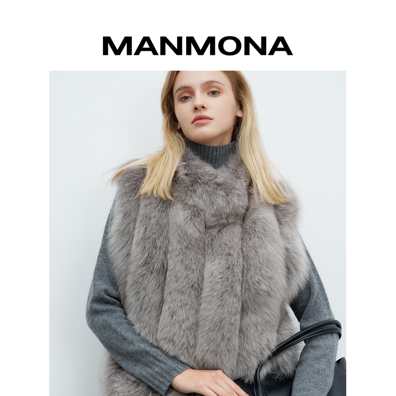 Manmona Jeju Snowland Finland Imported Sagafurs Whole Fur Fox Back Fur Fashionable Short Vest