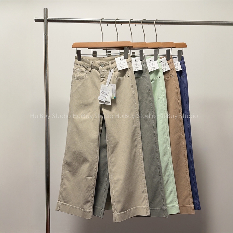 【Real Photos】Spring Color Custom-Dyed Jeans! Two Versions High-Waisted Stretch Straight-Leg Jeans Slimming Wide-Leg Pants for Spring