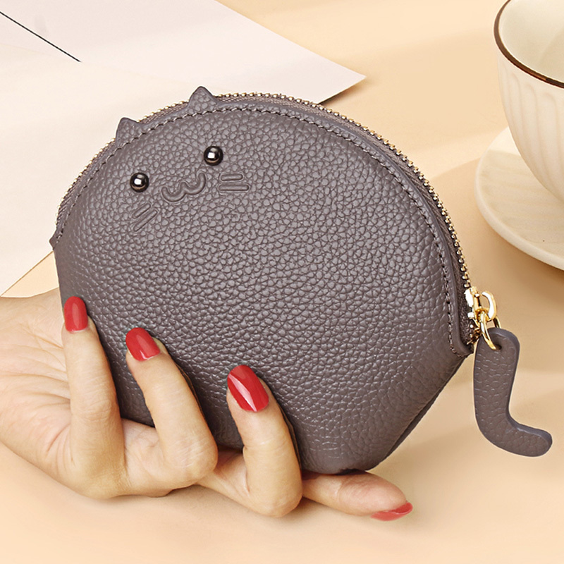 2026 Small Handbag Leather Wallet for Female Students, Mini Cute Creative Coin and Key Storage Bag, Genuine Leather Coin Purse