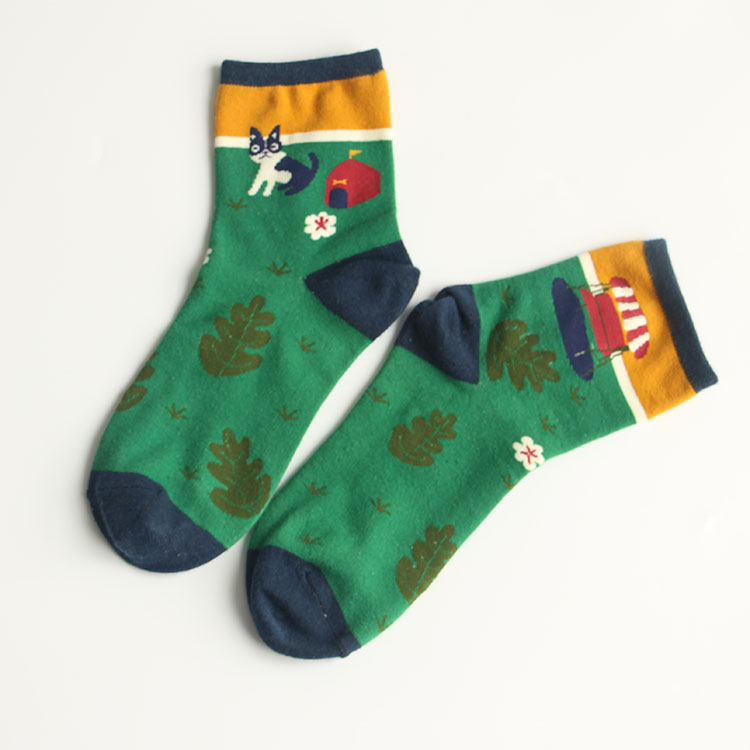 Vớ gió đại học nữ New Harajuku cá tính của phụ nữ vớ cotton phim hoạt hình vớ nữ ống vớ ulzzang Hàn Quốc vớ da quần