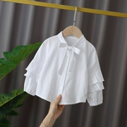 Áo sơ mi nữ tay dài cotton mỏng siêu tiên nữ nước ngoài mùa xuân và mùa thu trẻ em áo sơ mi trắng nữ công chúa chạm đáy - Áo sơ mi