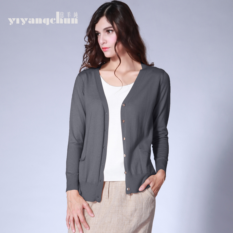 Tỷ cừu tinh khiết len ​​mùa xuân đẹp cardigan YQ14077 cardigan áo khoác cardigan kích thước phụ nữ lớn của