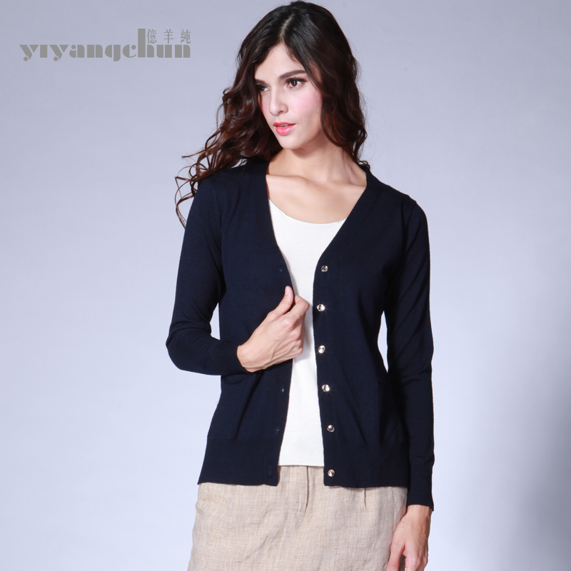 Tỷ cừu tinh khiết len ​​mùa xuân đẹp cardigan YQ14077 cardigan áo khoác cardigan kích thước phụ nữ lớn của