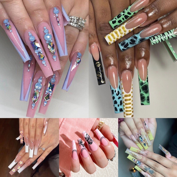 Extra-Long Hot Girl Wear-On Nail Patches with Glitter, Fake Nail Stickers, Finished Product, Sexy and Exaggerated European and American Style Wear-On Style Extra-Long Hot Girl Wear-On Nail Patches with Glitter, Fake Nail Stickers, Finished Product, Sexy and Exaggerated European and American Style Wear-On Style