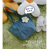 三色补丁 Вместительная и большая портативная сумка через плечо на одно плечо, джинсовый милый шоппер, в цветочек