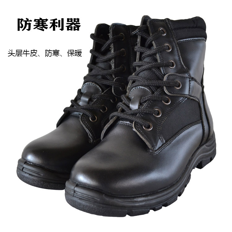 Stock brand new cotton leather boots Winter boots Antistatic anti-chill boots Black leather cotton shoes Outdoor male wear and warm thick bottom