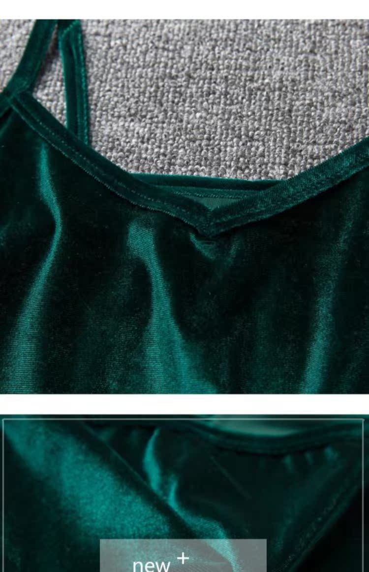 Áo len nhung cổ chữ V 2018 cổ yếm màu camisole màu ngắn tay không tay nữ tự trồng co giãn hoang dã áo kiểu nữ