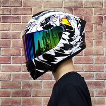 LVS electric battery car helmet mens winter full cover double lens Bluetooth full helmet personality horn racing four seasons