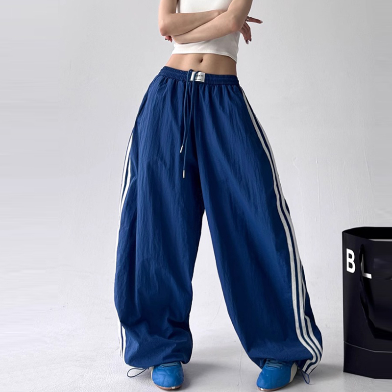 Ader Three-Stripe Quick-Dry Sports Pants for Women, Summer American-Style High-Waisted Loose Slimming Casual Wide-Leg Pants Ader Three-Stripe Quick-Dry Sports Pants for Women, Summer American-Style High-Waisted Loose Slimming Casual Wide-Leg Pants