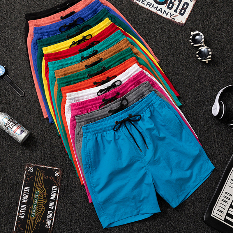 Men's Quick-Dry Sports Shorts, Solid Color Casual Large Size Loose Colorful Beach Shorts, Trendy Men's Shorts Men's Quick-Dry Sports Shorts, Solid Color Casual Large Size Loose Colorful Beach Shorts, Trendy Men's Shorts