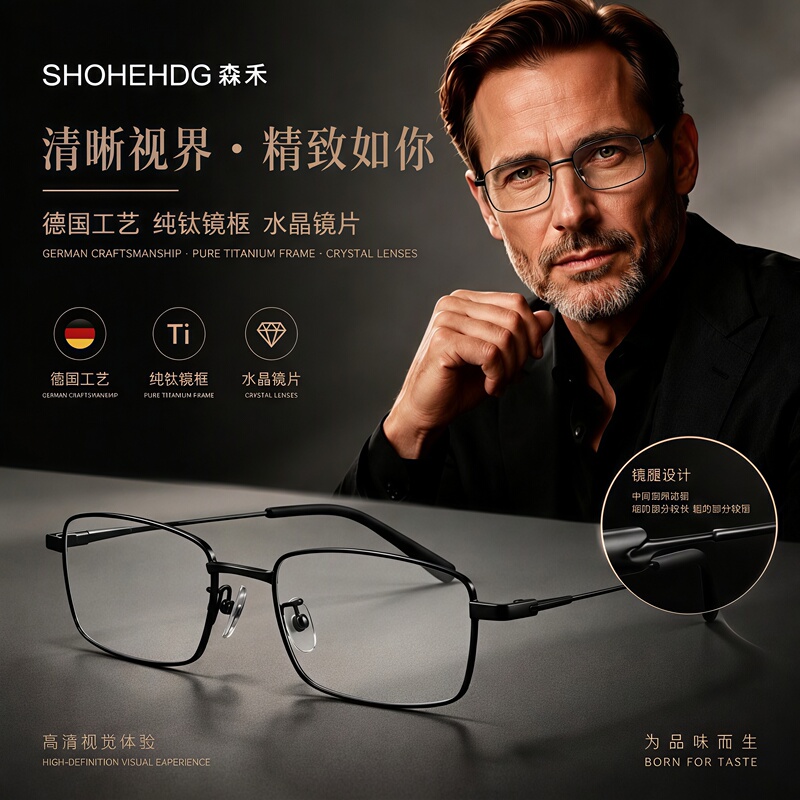 【Senhe】High-End Reading Glasses for Middle-Aged and Elderly People, High-Definition Crystal Lenses, Unisex, Scratch-Resistant, Titanium, Lightweight 【Senhe】High-End Reading Glasses for Middle-Aged and Elderly People, High-Definition Crystal Lenses, Unisex, Scratch-Resistant, Titanium, Lightweight