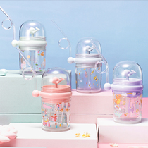 Whale spray Cup student straw cute little dolphin children Net red same girl fountain water Cup