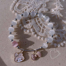 Sweet Jade dog big ear dog crystal bracelet female Japanese Korean version summer simple Joker bracelet student bracelet accessories