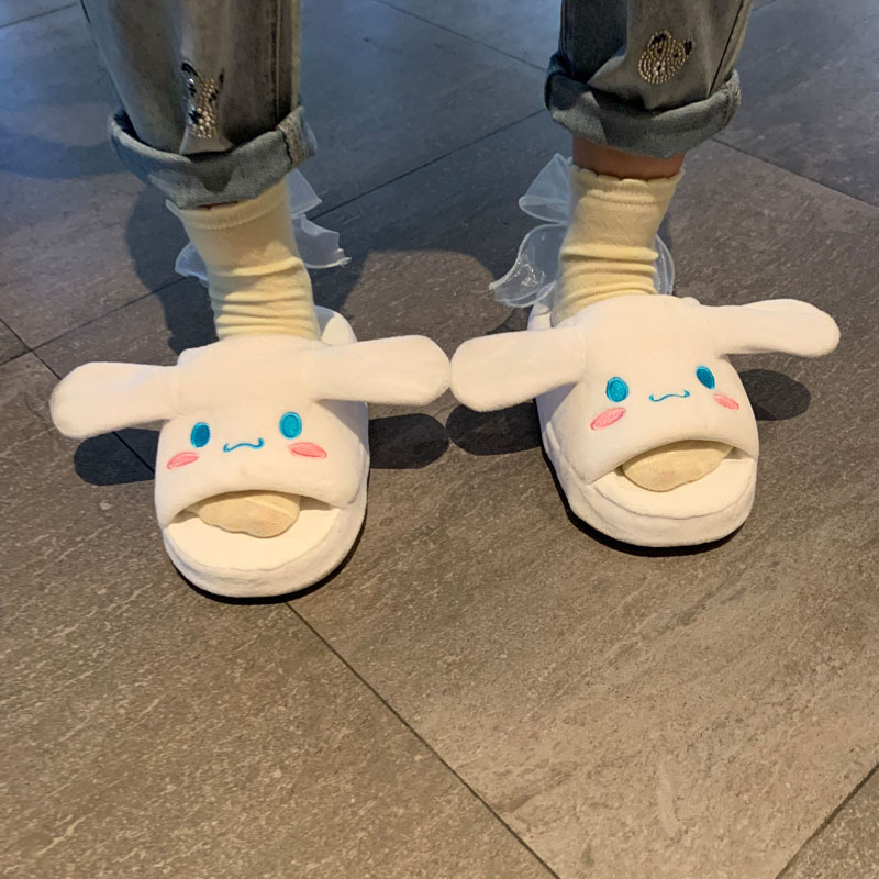 2025 Spring Cotton Slippers for Women Cute Cartoon Slippers with Moving Big Ears Autumn and Winter Home Indoor Winter Cotton Shoes