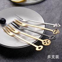 Fruit fork suit 304 stainless steel cake Snack Fork Creative Two Teeth Fork Fruit Sign Child Small Fork