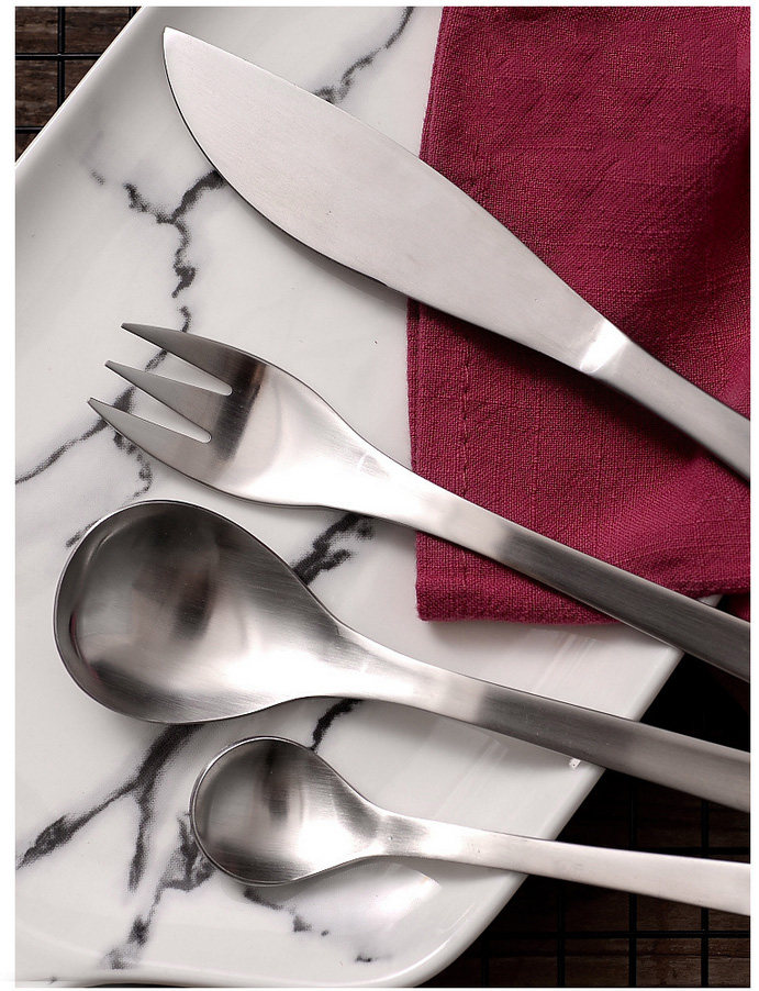 Japan-style Wire Drawing Sublight 304 Stainless Steel Steak Knife Fork Spoon Three Sets High-end Western Dining Cutlery Fork