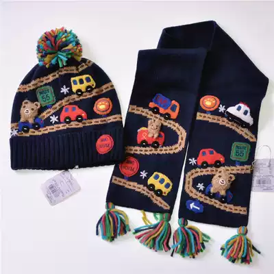 Japanese MIKI HOUSE wool warm winter toddler scarf hat children luxury car autumn winter hat