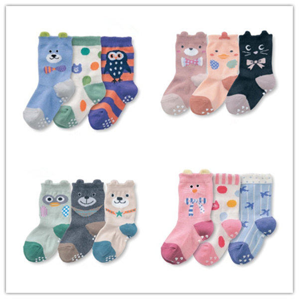 Spring Autumn Children's Anti-Slip Socks 1-3-5 Year Old Baby Pure Cotton Baby Anti Fall Socks one thousand Anecdotts Spring Autumn Child Socks