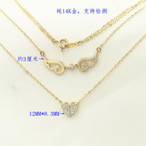 14K585 pure gold full drill micro-inlaid wing Angels Wings Loving double row chain Double chain sleeve chain lock bone chain