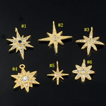 Copper Plated Real Gold Full Drill Micro Inlaid Zircon Stone Shining Star Small Pendant DIY Stars Earrings Pendant Pendant Ornament Accessories