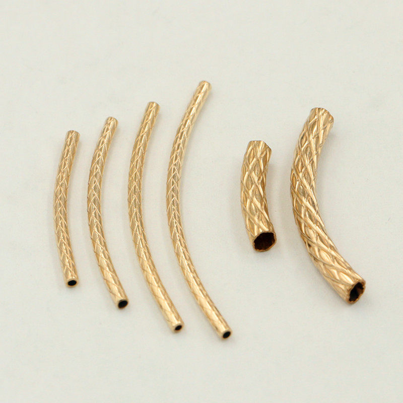 American 14K Bag Gold Mesh Tube Striped Gold Pipe Bend DIY hand-made necklace red rope Handmade ornament accessories Tube