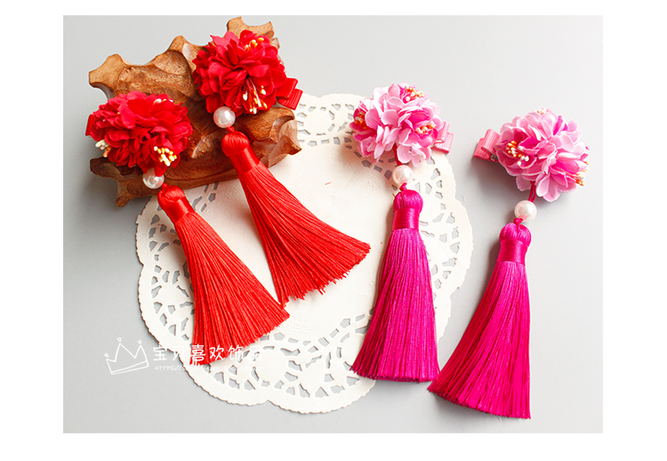 Bán chạy nhất mỗi ngày hoạt động cho bé gái kiểu cổ Hanfu trang phục tua rua phụ kiện tóc hoa lụa kẹp tóc sườn xám băng đô nữ