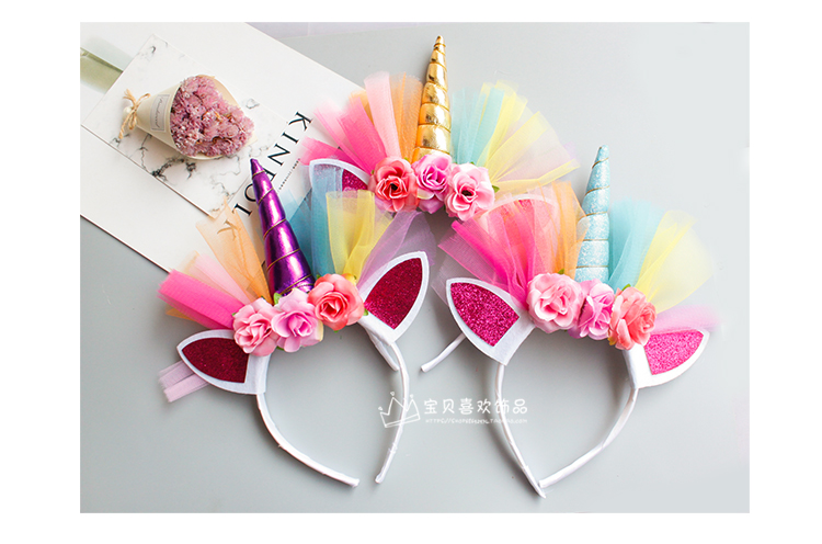 Khuyến mại dành cho người lớn Trẻ em Net Red Shiny Unicorn Headband Phụ kiện tóc Halloween Carnival Party Performance Performance dây buộc tóc đẹp