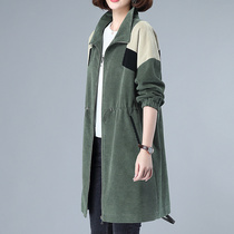 Cotton coat 2021 Winter new spring and autumn womens large size windbreaker middle-aged fat mother long coat cotton suit