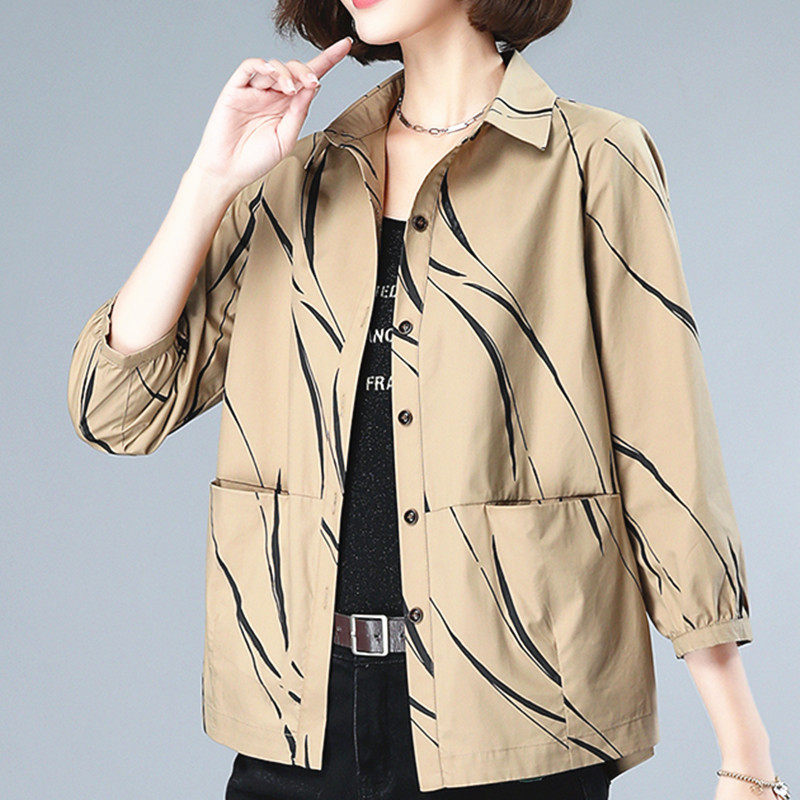 Middle-aged and elderly shirts cotton shirts summer new large size women's clothing middle-aged fat mother cotton tops thin coats