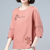 70%-sleeve shirt mid-aged 2022 Summer womens dress new middle-aged fat moms hit undershirt T-shirts