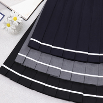 Sakura family jk uniform pleated skirt a placket line solid color skirt college style short section medium and long section size female