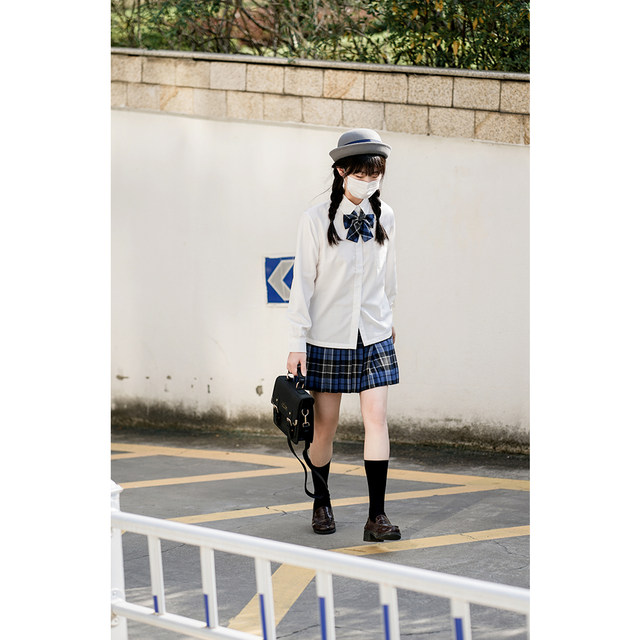 Sakura Family Academy JK ເຄື່ອງແບບພື້ນຖານສີຂາວ jk ເສື້ອນັກຮຽນເຄື່ອງແບບນັກຮຽນ square lapel square collar ແຂນຍາວແມ່ຍິງພາກຮຽນ spring