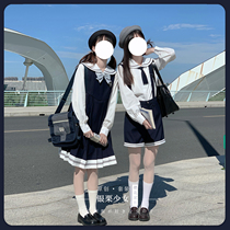 Sakura family original jk set (silver chestnut girl) Japanese academy style vest skirt shirt strap women spring