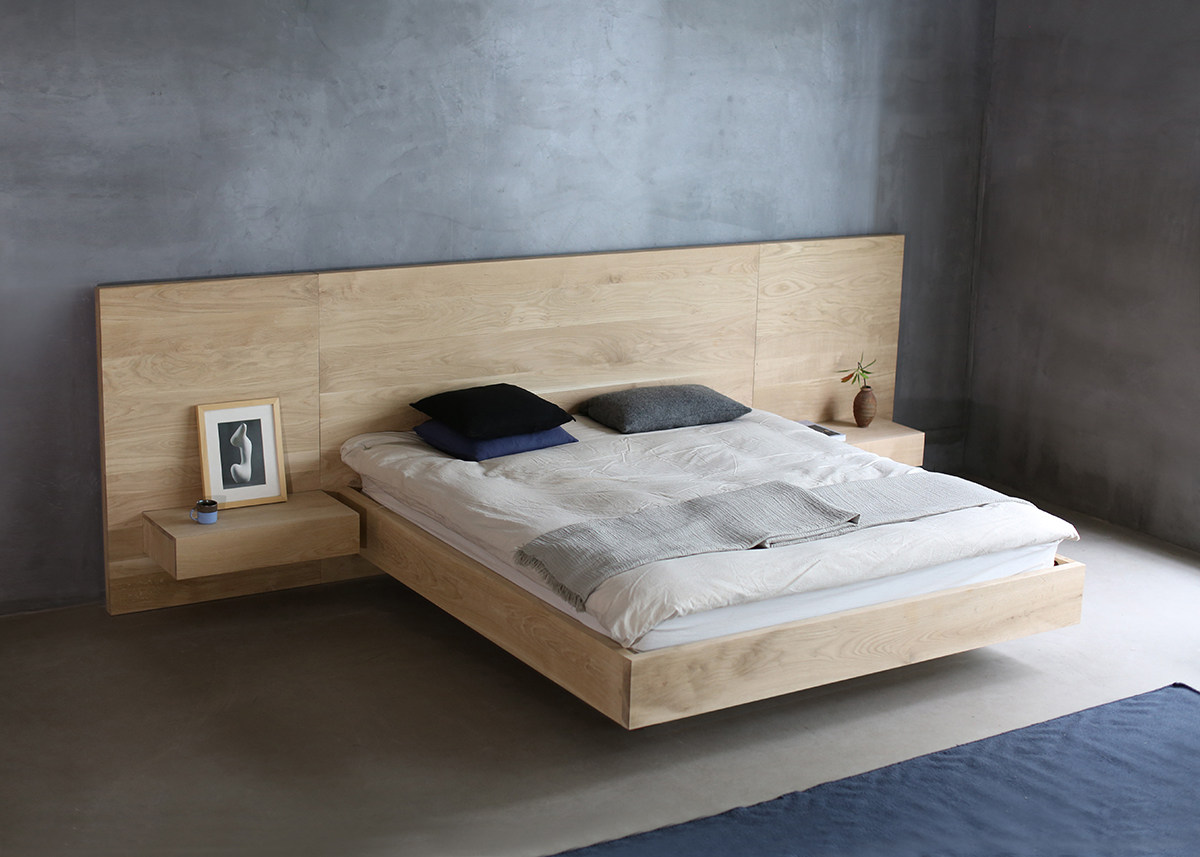 Кровать из массива дерева 朴室现代简约北欧希尔巴赫生态原木全实木家具定制法国橡木大床床