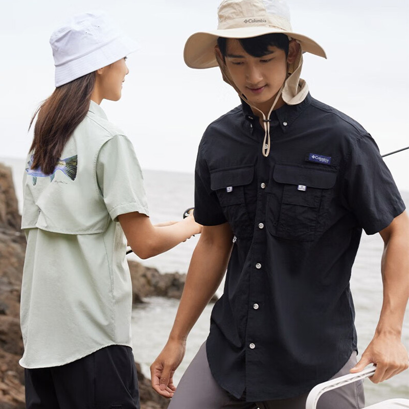 Columbia Spring and Summer Outdoor Men's and Women's Sweat-Wicking and Breathable Fishing Series Short-Sleeved Shirts Fe5202 Columbia Spring and Summer Outdoor Men's and Women's Sweat-Wicking and Breathable Fishing Series Short-Sleeved Shirts Fe5202
